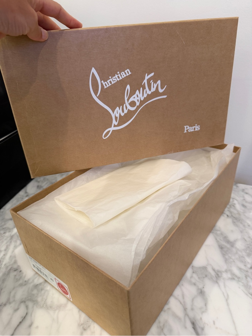 Christian Louboutin Tan Shoe Box with White Logo